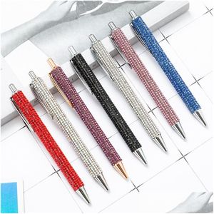 Balpennen Strass Bling Metaal Zwarte Inkt Medium Punt 1Mm Gift Pen Voor Kerstmis Bruiloft Verjaardag Xbjk2112 Drop Delivery Offi Dhv8Y