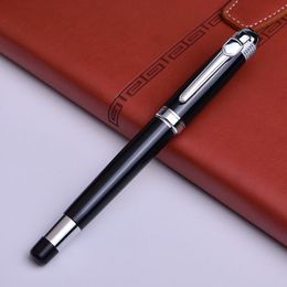 Bolígrafos Silver Black Monte Roller Ball Pen con recarga Suministros de oficina escolar de alta calidad para un amigo Regalo de negocios 088