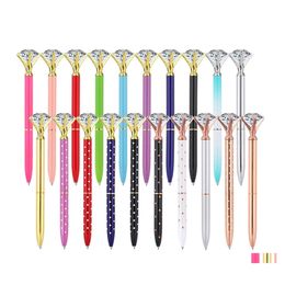 Ballpoint Pennen Top Fashion Metal Pen met grote kristallen glazen diamant luxe creatief schoolkantoor benodigdheden kerstcadeaus op maat dhp1g