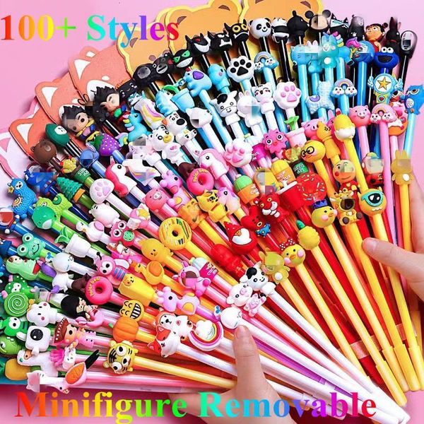 Stylos à bille en gros 1050100pcs Kawaii Cartoon Gel Ink écriture 05mm noir papeterie pour bureau école étudiant enfants cadeau 230503