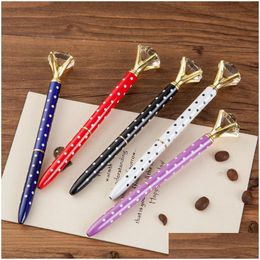 Ballpoint Pens Groothandel 20 stks Kawaii Crystal Ball Ballpen Fashion Dot Girl 19 karaat grote diamanten pen voor school briefpapier drop de dh3fs