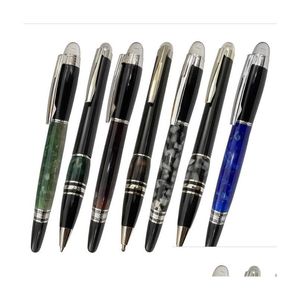 Bolígrafos Venta al por mayor 5A Crystal On Top Rollerball Gel Black and Sier Circle E M Roller Ball Pen con número de serie Drop Delivery O Otmyc