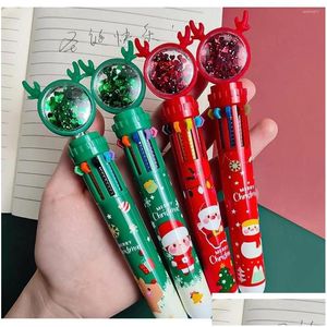 Bolígrafos Venta al por mayor Dibujos animados Colorf Pluma Santa Claus Árbol de Navidad Ciervo Bolígrafo Feliz Navidad Regalos Papelería Herramienta de escritura Oficina Dho4W