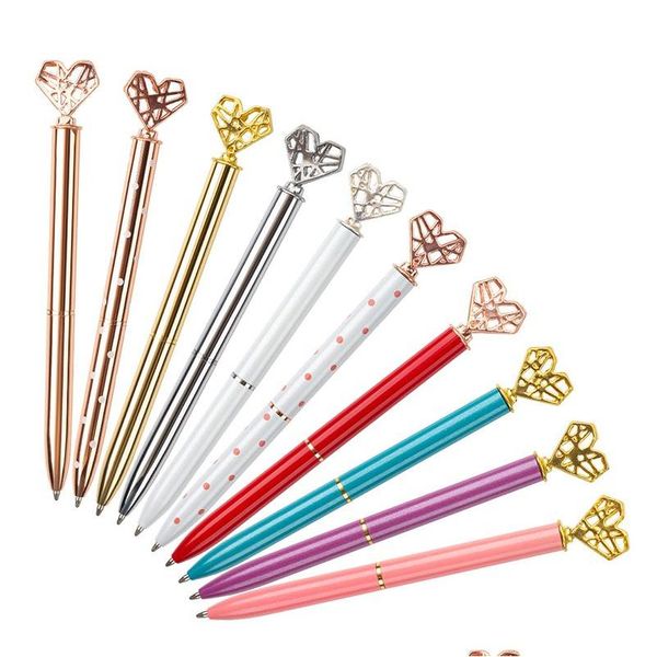 Stylos à bille en gros stylo à bille créatif en forme de coeur bricolage stylos à bille en métal fournitures scolaires de bureau cadeau de saint valentin bureau Sch Dhxh1