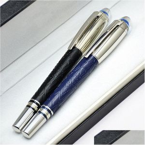 Ballpoint Pens Wholesale Limited Edition Star-Walk Blue Crystal Top Rollerball Pen Ballpoint Plating Relief Barrel Office Writing Ink Dhcom