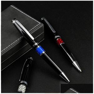 Ballpoint stylènes en gros de l'édition limitée Santosdumont Pen de haute qualité Sier Black Metal Ball Écriture Smooth Office School Supplies D Dhvpd