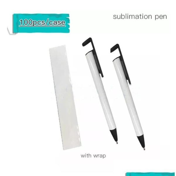 Stylos à bille En gros Entrepôt Local Sublimation Stylo En Métal Pour Blanc Avec Shrink Warp Téléphone Stand Promotion École Bureau Writin Dhbaq