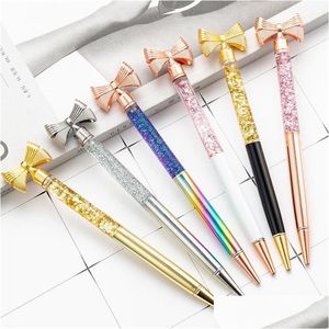 Stylos à bille En Gros Nouvelle Mode Or Poudre Arc En Métal Stylo Papeterie Nouveauté Pour L'écriture Papillon Publicité Bureau Drop Delive Dhmno