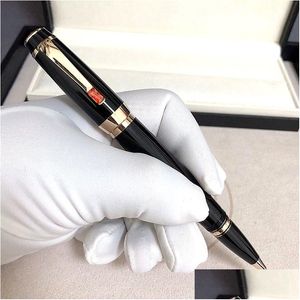 Promoción al por mayor de bolígrafos - Bohemies de lujo Black Resin Rollerball Pen Classic 4810 Nib Escritura Fuente Papelería Escuela Dhhqg