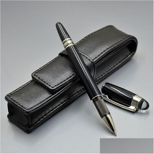 Stylos à bille Promotion en gros - Stylo d'écriture de luxe de haute qualité en résine noire Rollerball Fontaine Papeterie Fournitures scolaires de bureau Dhsuq