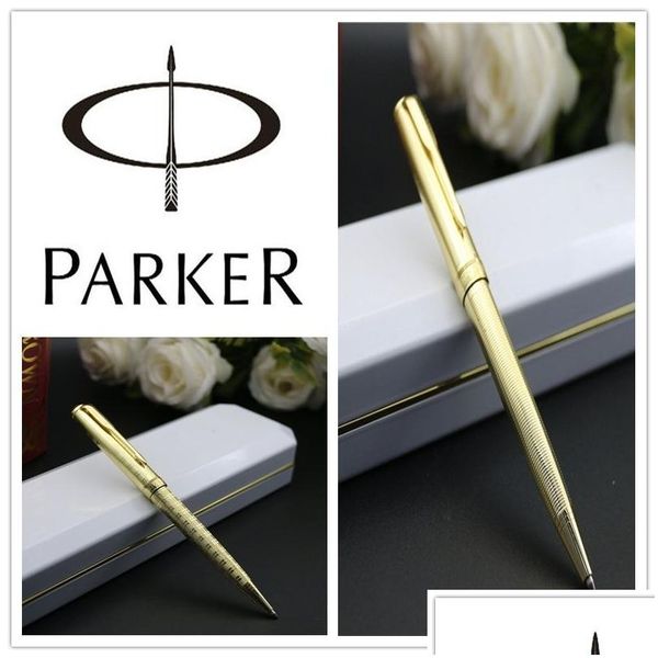 Stylos à bille en gros papeterie fournitures de bureau matériel Escolar stylo école Parker Sonnet Sier couleur or clip livraison directe Busin Dh9I8