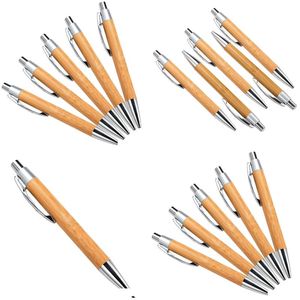 Stylos à bille Vente en gros de produits en bois Société Eco Promo Marketing Graver Logo Cliquez sur Stylo à bille en bambou naturel Écriture Drop Livraison Dhkvp