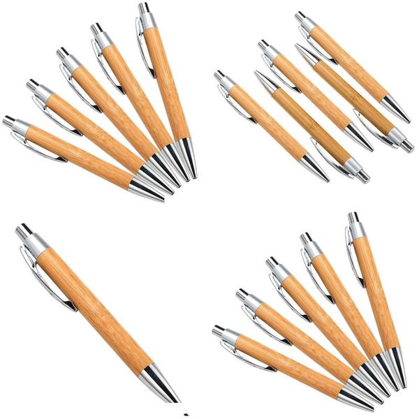 Stylos à bille Vente en gros de produits en bois Société Eco Promo Marketing Graver Logo Cliquez sur Stylo à bille en bambou naturel Écriture Drop Delivery Dh0Uk