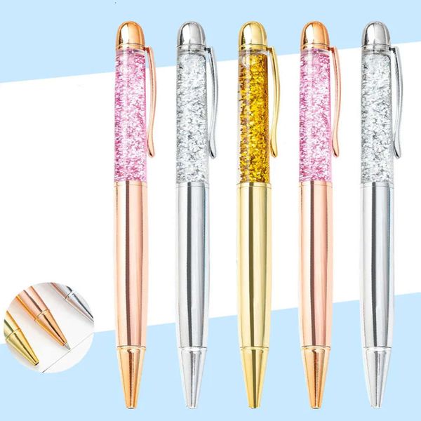 Ballpoint Powder Gold Quicks Sand Point de balle en gros éblouissant coloré métal monstal de cristal étudiant bureau Signature Signature Festival Festival Gift Th0155 S S