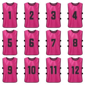 Ballen 12 pc volwassenen voetbal pinnies voetbalteam jerseys jeugd sport scrimmage voetbal team training genummerde slabbetjes oefenen sportvest 230508