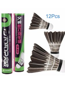 Balls 12pcs Badminton Shuttlecock Black Goose Board Feather Flying Stability Durable Badminton LED Airshuttle Feathers for Fly 230927