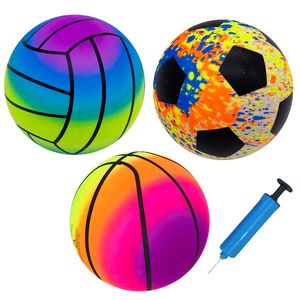Ballen 2 stks Sport Bal Set 1 Opblaasbare Basketbal Voetbal Volleybal met Een Inflator voor Kinderen Kinderen Geschenken 230904
