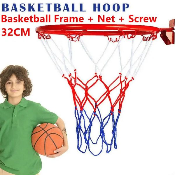 Bolas 32 cm Conjuntos de aro de baloncesto de alta resistencia Polipropileno Anillo montado en la pared Portería Borde de pared Hangin Basket Net en / Deporte al aire libre Juguete para niños 231115