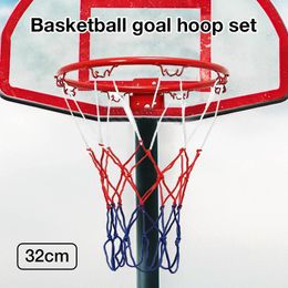 Boules de 32 cm en métal suspendu au mur, cerceau de basket-ball avec vis montées sur filet de but, pratique de tir en intérieur et en extérieur 230831