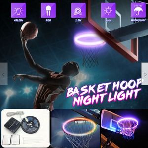 Bolas 45 LED Aro de baloncesto Luz solar 8 modos Cesta Anillo Estante Decoración Lámparas IP65 Tiras de alimentación a prueba de agua Juego de noche al aire libre para interiores 230608