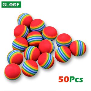 Balles 50pcs / set eva mousse de golf balles chaudes nouvelles arc-en-ciel éponge de golf intérieur pratiquer la balle