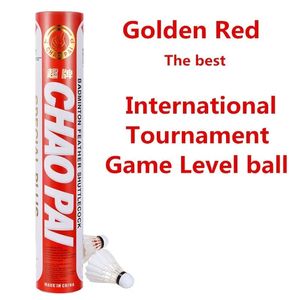 Balles 5tubeslot Golden Red Chaopai Volant de badminton de qualité supérieure en plumes d'oie Tournoi international niveau de balle Q80025SPB 230927