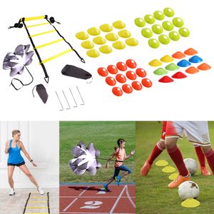 Ballen Verstelbaar Voetenwerk Voetbal Fitness Snelheid Sporten Behendigheidsladder Trainingsuitrusting Kit met Weerstand Parachute Disc 230803