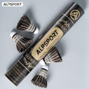 Balls Alpsport 806 Badminton Shuttlecocks 12pcs Feather de ganso negro para deportes de entrenamiento 77 76 Velocidad 230816