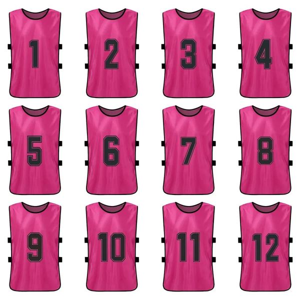 Pelotas Pelotas 12 PC Adultos Fútbol Pinnies Camisetas del equipo de fútbol Deportes juveniles Scrimmage Entrenamiento del equipo de fútbol Baberos numerados Práctica deportiva