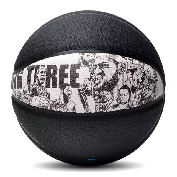 Balles Balls personnalisés officiel taille 7 noir pu cuir intérieur intérieur basket-ball en gros