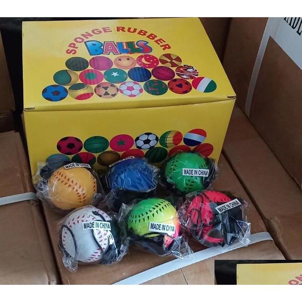 Pelotas Pelotas Esponja Pelota de goma Béisbol Softbol 288 Unids Lanzando Niños hinchables Divertido Entrenamiento de reacción elástica Muñequera Juego Juguete Niño D Dh3Nd