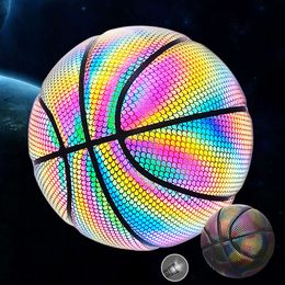 Balles Basketball Holographique Glowing Réfléchissant Durable Lumineux Glow Basketballs Pour Intérieur Extérieur Nuit Jeu Cadeaux Jouets 230726