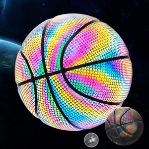 Balles Basketball Holographique Glowing Réfléchissant Durable Basketball Lumineux Glow Basketballs Pour Intérieur Extérieur Nuit Jeu Cadeaux Jouets 230614