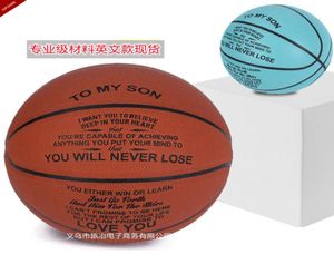 Ballen Gegraveerde basketbalcadeaus voor zoon met mijn woorden Basketabll standaard maat 7 PU lederen trainingsbal Chrismas verjaardag 2302880905