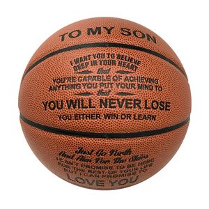 Balles Gerved Basketball Cadeaux pour fils avec To To My Son Words Basketabl Standard Taille 7 PU En cuir Ball pour Chrismas Birthday 231213