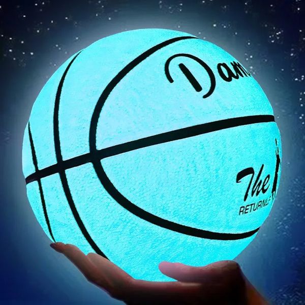 Balles Ballon de basket-ball fluorescent veilleuse lumineuse ballon de basket-ball absorbant la lumière PU résistant à l'usure émettant de la lumière basket-ball 7 231212