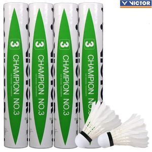 Ballen Echte Victor CHAMPION NO3 Badminton Shuttle Eendenveer professionele Vliegende Stabiliteit Duurzaam Birdies Bal Battledore 230927