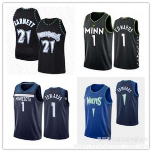 Balls Jersey Forest Wolves No.21 Garnett Mesh geborduurde versie