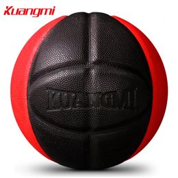 Pelotas Kuangmi Baloncesto PU Juego de cuero Entrenamiento Pelota Interior Exterior Tamaño 7 Gratis con bolsa de red Aguja 231212