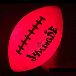Les balles éclairent le ballon de football américain LED taille 6 brillent dans le match de nuit de rugby sombre entraînement brillant pour les enfants jeunes 231011 livraison directe Dhwuy