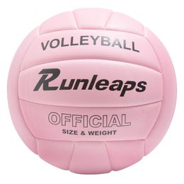 Balles Ballon de volley-ball rose Taille officielle 5 Volley-ball en salle pour hommes Femmes Jeunes Jeux de plage en plein air Gym Formation Sports Imperméable 230803