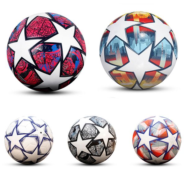 Balls Pro Soccer Ball Tamaño oficial 5 Desgaste de tres capas Rsistant Durable Soft PU Cuero Sin costuras Equipo Partido Grupo Entrenamiento Juego Juego 230203