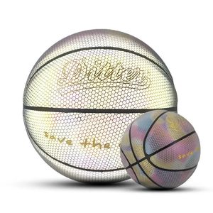 Balles Reflective Basketball Ball Sports Entertainment Taille 7 PU OUTDOOOR INDOOR HOLOGRAPHIC LUMINEL CADET TOUEUX COLORFURE STREET 231213