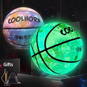 Balles Réfléchissantes Glow Basketball Taille 5 6 7 Outdoor Street Cool Glowing Lumineux Basketballs Enfant Jeunes Adultes Cadeau Gratuit 230726