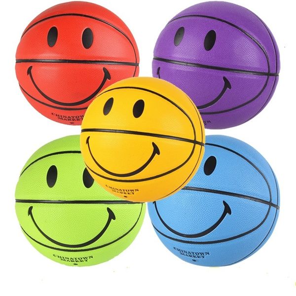 Pelotas Smiley Basketball Ball Cara sonriente Street Basket Tamaño 57 Entrenamiento de partido profesional Regalo multicolor para niños 230824