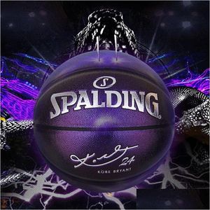 Ballen Spalding 24K Black Mamba Herdenkingseditie Basketbalbal Merch Pu Slijtvast Serpentine Maat 7 Parel Paars Drop Deliv Dhquv