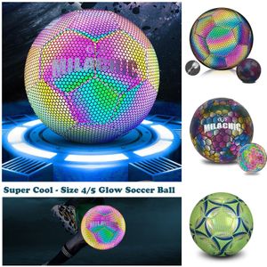 Balones Super Cool Reflective Football Night Glowing Soccer Ball No.5/4 Luminous Football For Soccer Boy Niño Entrenamiento de fútbol brillante 230820