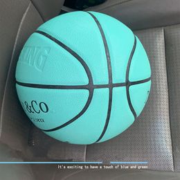 Balls To Girl's Gift Blue Basketball Size5 6 7 Adulte Enfants Durable Ball Star PU Gift Box Training Competition Special Basketball 230715