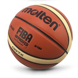 Ballen Geheel of detailhandel Hoge kwaliteit basketbalbal PU Materia Officiële maat 765 Basketbal met netzaknaald 230210220M
