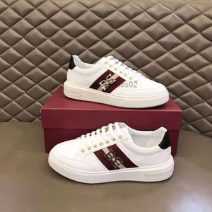 Bally's leren casual sportboardschoenen kleine witte schoenen luxe metalen logoconfiguratie veelzijdig ademend en comfortabel